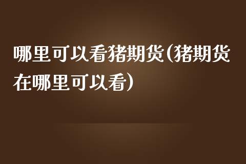 哪里可以看猪期货(猪期货在哪里可以看)_https://www.zztgc.com_期货行情_第1张