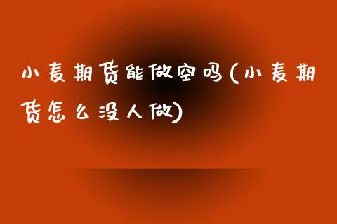 小麦期货能做空吗(小麦期货怎么没人做)_https://www.zztgc.com_期货直播_第1张
