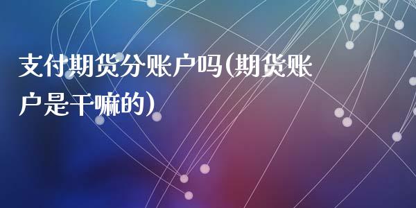 支付期货分账户吗(期货账户是的)_https://www.zztgc.com_期货入门_第1张