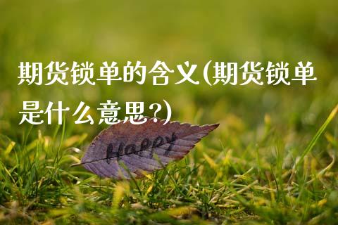 期货锁单的含义(期货锁单是什么意思?)_https://www.zztgc.com_期货直播_第1张