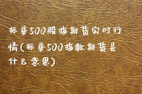 标普500股指期货实时行情(标普500指数期货是什么意思)_https://www.zztgc.com_期货直播_第1张