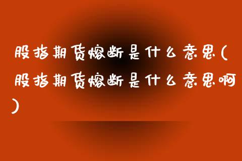 股指期货熔断是什么意思(股指期货熔断是什么意思啊)_https://www.zztgc.com_期货行情_第1张