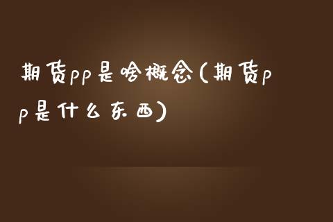 期货pp是啥概念(期货pp是什么东西)_https://www.zztgc.com_期货直播_第1张