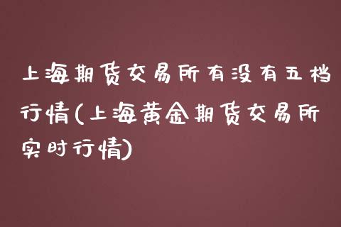 上海期货交易所有没有五档行情(上海黄金期货交易所实时行情)_https://www.zztgc.com_原油期货_第1张