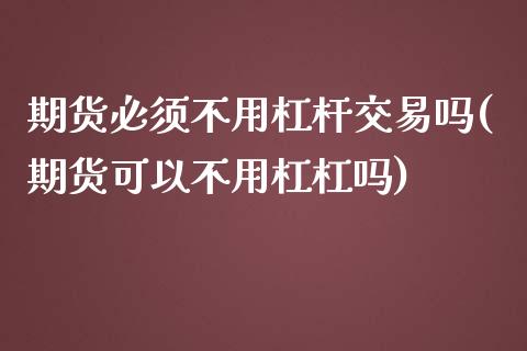 期货必须不用杠杆交易吗(期货可以不用杠杠吗)_https://www.zztgc.com_期货入门_第1张