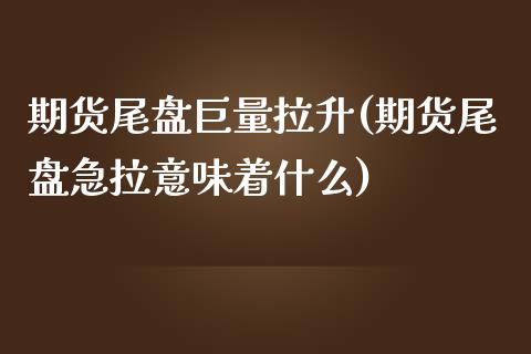 期货尾盘巨量拉升(期货尾盘急拉意味着什么)_https://www.zztgc.com_期货行情_第1张