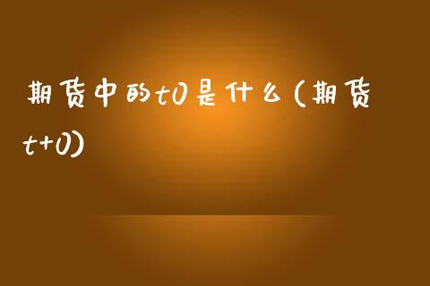 期货中的t0是什么(期货t+0)_https://www.zztgc.com_期货行情_第1张