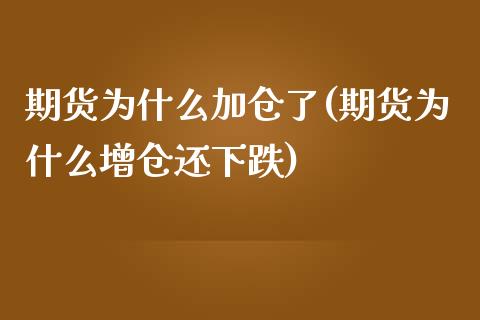 期货为什么加仓了(期货为什么增仓还下跌)_https://www.zztgc.com_期货入门_第1张