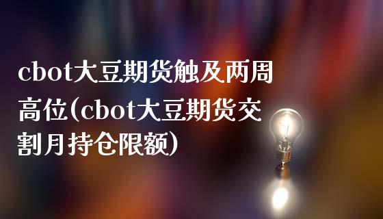 cbot大豆期货触及两周高位(cbot大豆期货交割月持仓限额)_https://www.zztgc.com_期货入门_第1张