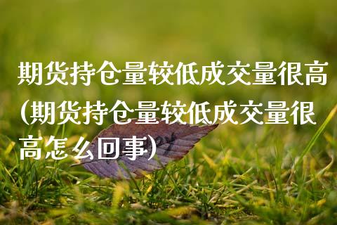 期货持仓量较低成交量很高(期货持仓量较低成交量很高怎么回事)_https://www.zztgc.com_期货开户_第1张