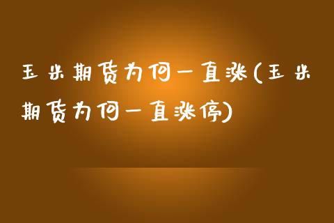 玉米期货为何一直涨(玉米期货为何一直涨停)_https://www.zztgc.com_原油期货_第1张