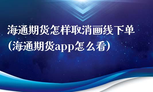 海通期货怎样取消画线下单(海通期货app怎么看)_https://www.zztgc.com_期货开户_第1张