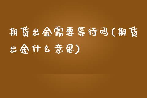 期货出金需要等待吗(期货出金什么意思)_https://www.zztgc.com_期货入门_第1张