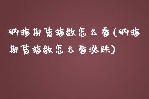 纳指期货指数怎么看(纳指期货指数怎么看涨跌)_https://www.zztgc.com_黄金期货_第1张