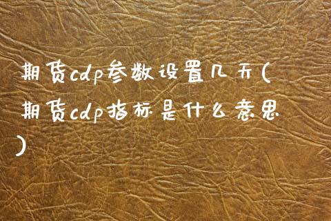期货cdp参数设置几天(期货cdp指标是什么意思)_https://www.zztgc.com_期货入门_第1张