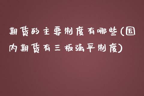期货的主要制度有哪些(国内期货有三板强平制度)_https://www.zztgc.com_原油期货_第1张