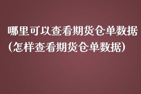 哪里可以查看期货仓单数据(怎样查看期货仓单数据)_https://www.zztgc.com_期货行情_第1张