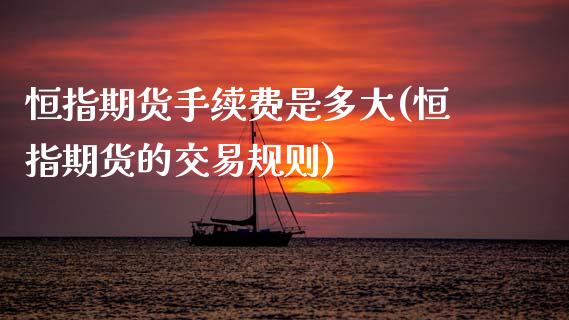 恒指期货手续费是多大(恒指期货的交易规则)_https://www.zztgc.com_黄金期货_第1张