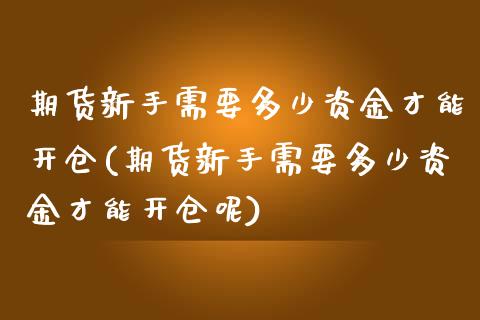 期货新手需要多少资金才能开仓(期货新手需要多少资金才能开仓呢)_https://www.zztgc.com_原油期货_第1张