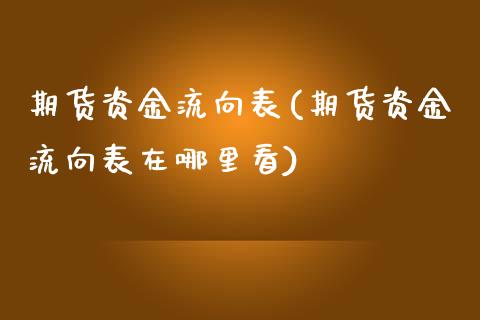 期货资金流向表(期货资金流向表在哪里看)_https://www.zztgc.com_期货入门_第1张