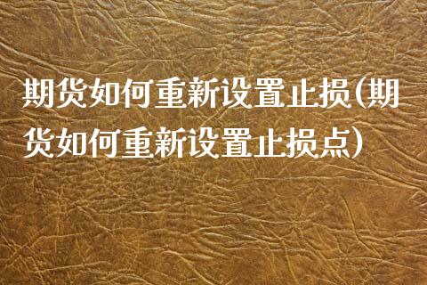 期货如何重新设置止损(期货如何重新设置止损点)_https://www.zztgc.com_期货开户_第1张