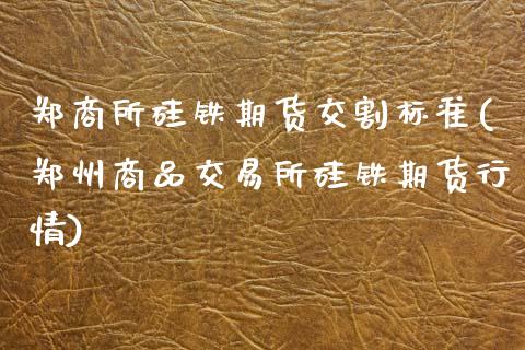 郑商所硅铁期货交割标准(郑州商品交易所硅铁期货行情)_https://www.zztgc.com_期货行情_第1张