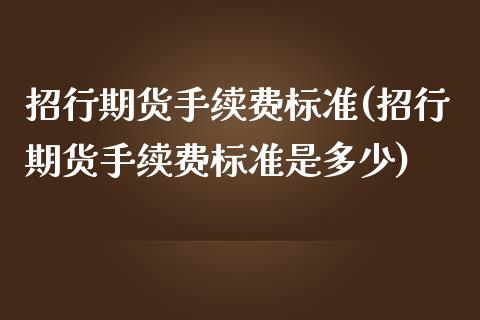 招行期货手续费标准(招行期货手续费标准是多少)_https://www.zztgc.com_期货开户_第1张