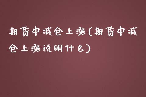 期货中减仓上涨(期货中减仓上涨说明什么)_https://www.zztgc.com_原油期货_第1张