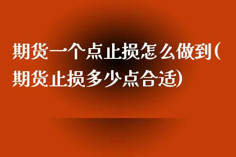 期货一个点止损怎么做到(期货止损多少点合适)_https://www.zztgc.com_期货入门_第1张