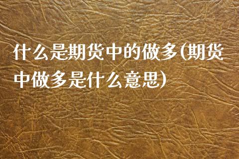 什么是期货中的做多(期货中做多是什么意思)_https://www.zztgc.com_期货入门_第1张