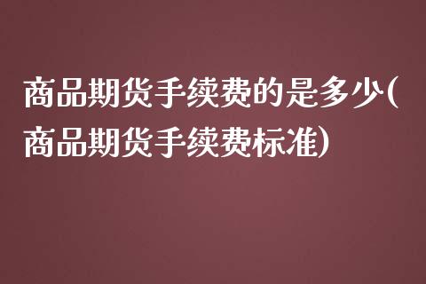 商品期货手续费的是多少(商品期货手续费标准)_https://www.zztgc.com_期货行情_第1张