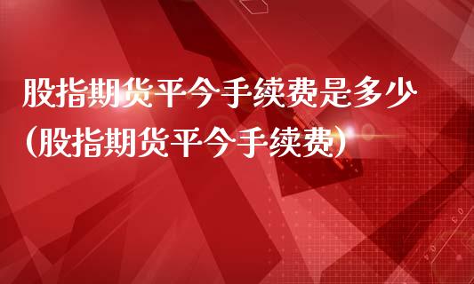 股指期货平今手续费是多少(股指期货平今手续费)_https://www.zztgc.com_期货直播_第1张