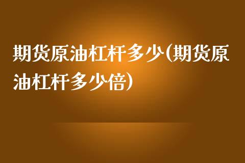 期货原油杠杆多少(期货原油杠杆多少倍)_https://www.zztgc.com_期货直播_第1张