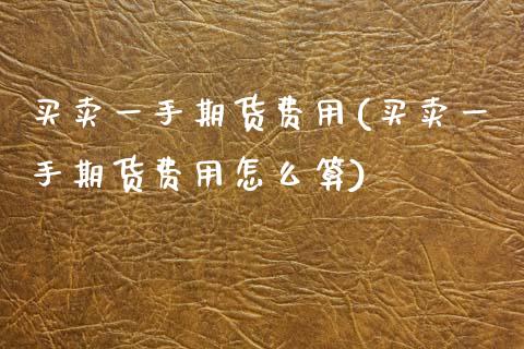 买卖一手期货费用(买卖一手期货费用怎么算)_https://www.zztgc.com_期货开户_第1张