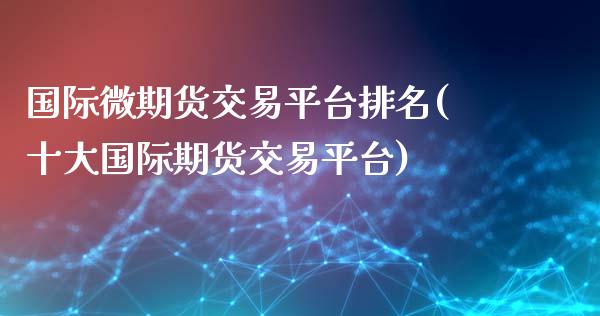 国际微期货交易平台排名(十大国际期货交易平台)_https://www.zztgc.com_原油期货_第1张