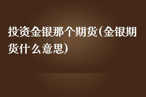 投资金银那个期货(金银期货什么意思)_https://www.zztgc.com_原油期货_第1张