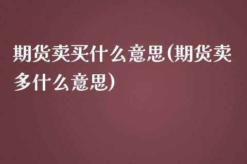 期货卖买什么意思(期货卖多什么意思)_https://www.zztgc.com_黄金期货_第1张