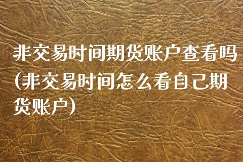 非交易时间期货账户查看吗(非交易时间怎么看自己期货账户)_https://www.zztgc.com_期货直播_第1张