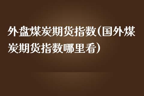 外盘煤炭期货指数(国外煤炭期货指数哪里看)_https://www.zztgc.com_期货入门_第1张