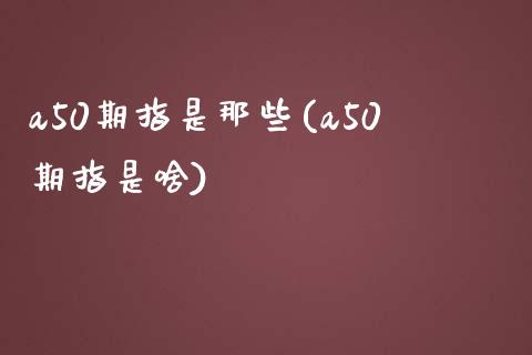 a50期指是那些(a50期指是啥)_https://www.zztgc.com_期货直播_第1张