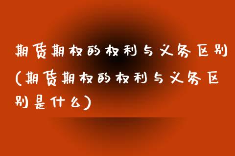 期货期权的权利与义务区别(期货期权的权利与义务区别是什么)_https://www.zztgc.com_期货行情_第1张