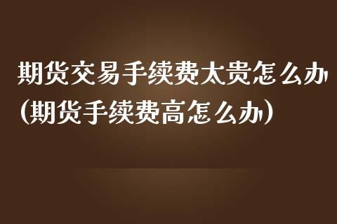 期货交易手续费太贵怎么办(期货手续费高怎么办)_https://www.zztgc.com_期货入门_第1张