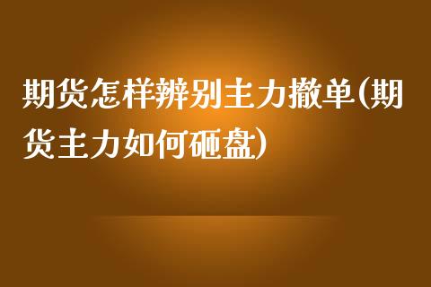 期货怎样辨别主力撤单(期货主力如何砸盘)_https://www.zztgc.com_期货入门_第1张