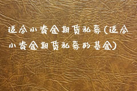 适合小资金期货私募(适合小资金期货私募的基金)_https://www.zztgc.com_期货开户_第1张