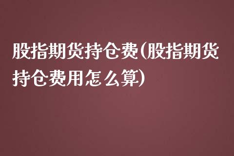 股指期货持仓费(股指期货持仓费用怎么算)_https://www.zztgc.com_期货行情_第1张