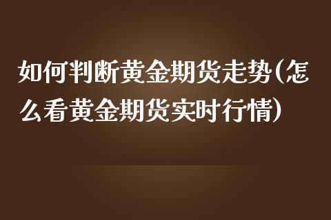 如何判断黄金期货走势(怎么看黄金期货实时行情)_https://www.zztgc.com_原油期货_第1张