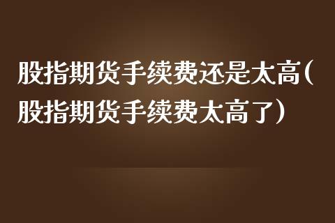 股指期货手续费还是太高(股指期货手续费太高了)_https://www.zztgc.com_黄金期货_第1张