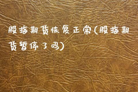 股指期货恢复正常(股指期货暂停了吗)_https://www.zztgc.com_期货入门_第1张