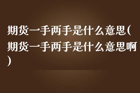 期货一手两手是什么意思(期货一手两手是什么意思啊)_https://www.zztgc.com_期货入门_第1张