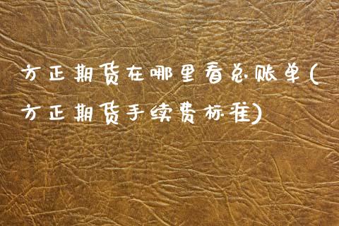 方正期货在哪里看总账单(方正期货手续费标准)_https://www.zztgc.com_黄金期货_第1张